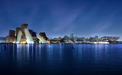 Model af Abu Dhabis nye kulturcenter, der skal bringe oliestaten op i en kulturel superklasse. Foto: ADTA
