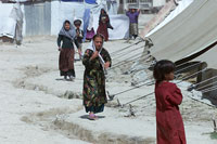 Children in a refugee camp outside Kabul. Widows and orphans dominate the camps (photo:  Michael Lund)
