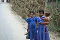 Young girls in a village on their way to school in Northern Bangladesh (photo: Michael Lund)